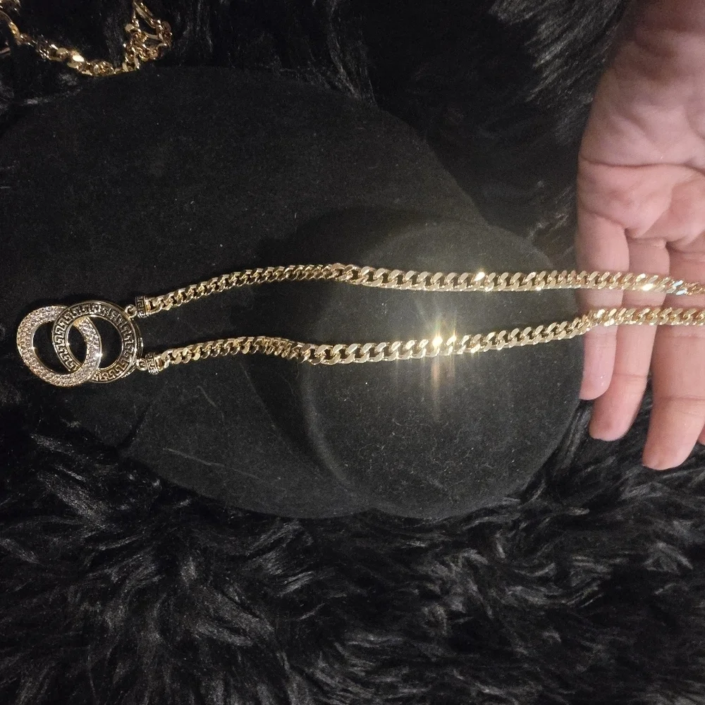 Elegant 21kgp Dubai Jewelry  Gold Necklace and Ring Set